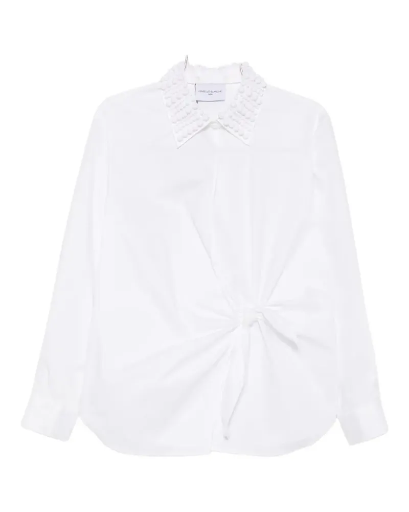 Isabelle Blanche bead-embellished knot-detail shirt - Nude Nude