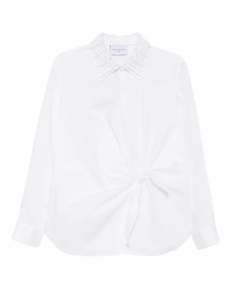 Isabelle Blanche bead-embellished knot-detail shirt - Nude Nude