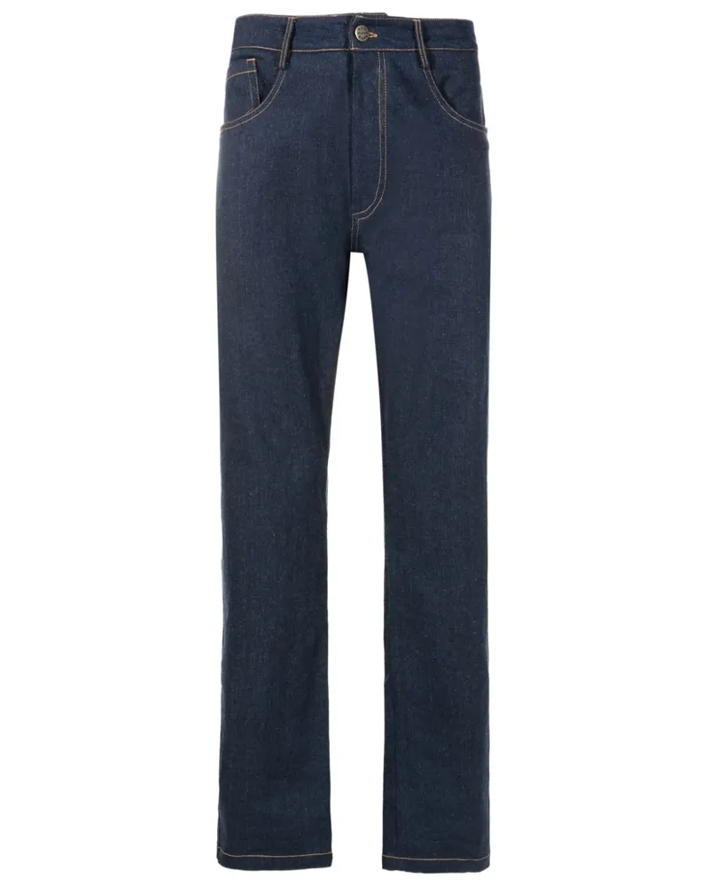 Amir Slama Straight-Leg-Jeans mit Logo-Patch - Blau Blau
