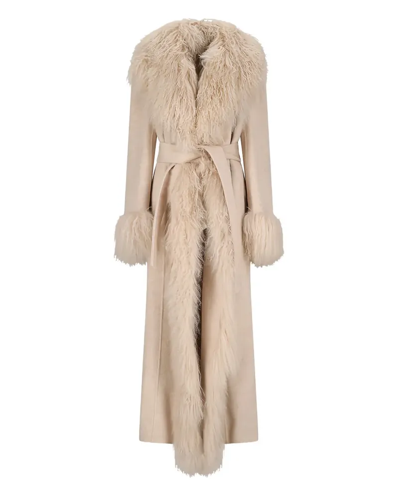 Giuseppe di Morabito faux-fur collar belted coat - Nude Nude
