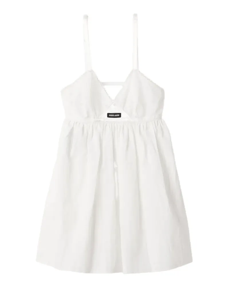 Miu Miu Minikleid aus Slub-Popeline und Lochspitze - Weiß Weiß