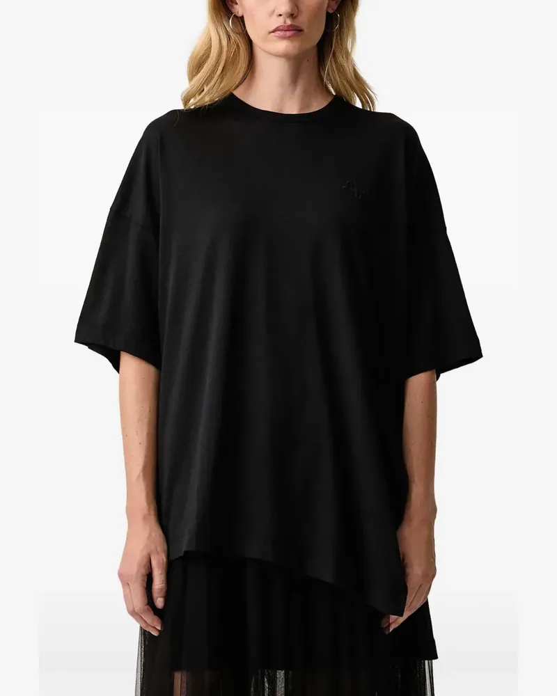 MUNTHE Asymmetrisches Lanster T-Shirt mit grafischem Print - Schwarz Schwarz