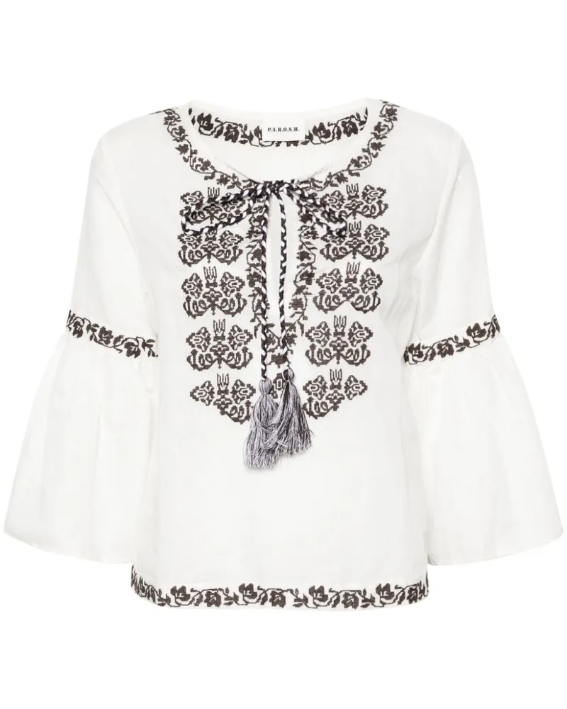 P.A.R.O.S.H. Ciclone Bluse mit floraler Stickerei - Weiß Weiß