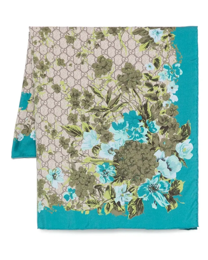 Gucci floral GG-pattern scarf - Blau Blau