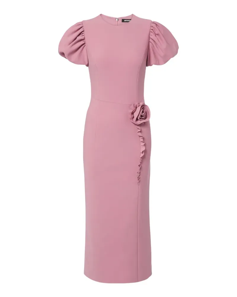ROTATE Birger Christensen crepe midi flower dress - Rosa Rosa