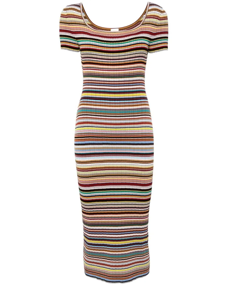Paul Smith Gestreiftes Kleid aus Rippstrick - Nude Nude