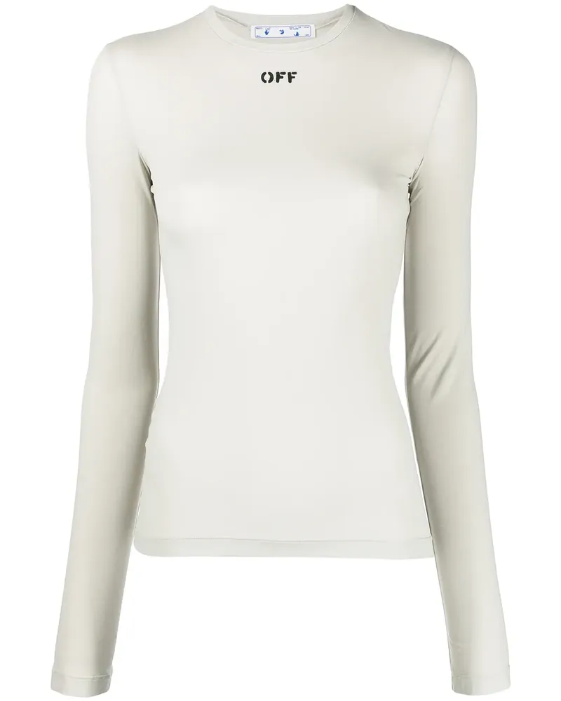 OFF-WHITE Langarmshirt mit Print - Grün Grün