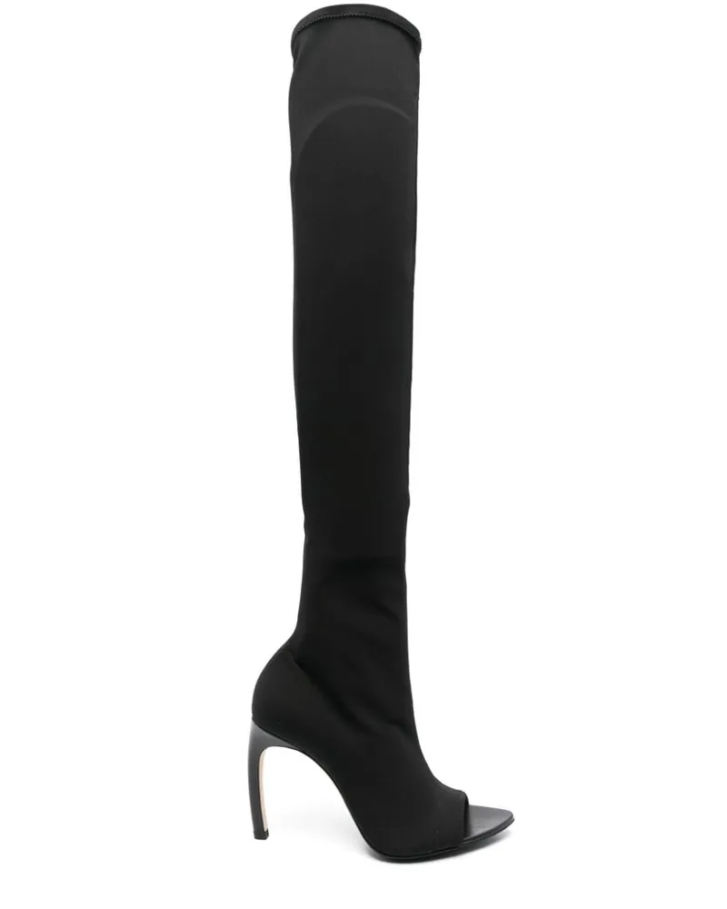 Victoria Beckham Peeptoe-Stiefel aus Jersey 100mm - Schwarz Schwarz
