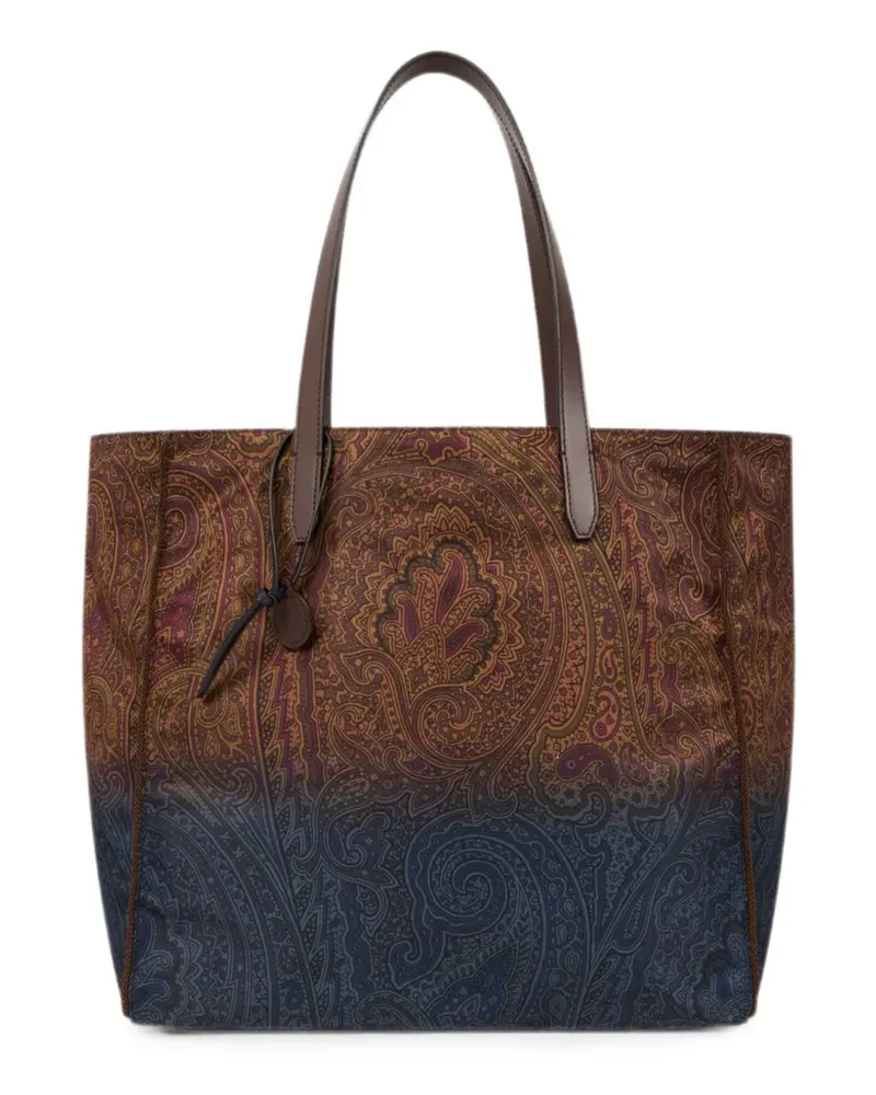 Etro Unfold Me nylon tote bag with degradé Arnica motif - Braun Braun