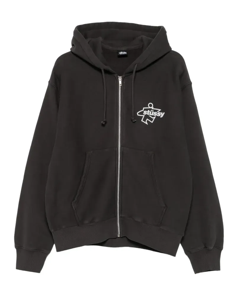Stüssy Surf Size Gar. logo-print zip-up hoodie - Grau Grau