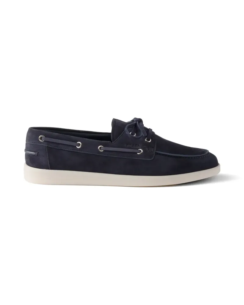 Prada suede boat shoes with laces - Blau Blau