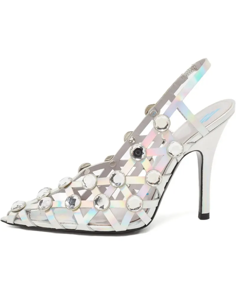 ATTICO Pre-owned Slingback-Pumps mit Kristallverzierung 110mm - Silber Silber