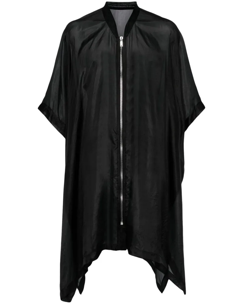 Rick Owens Asymmetrischer Seidenmantel - Schwarz Schwarz
