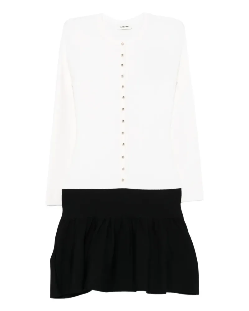 Sandro Verziertes Minikleid mit Rüschen - Weiß Weiß