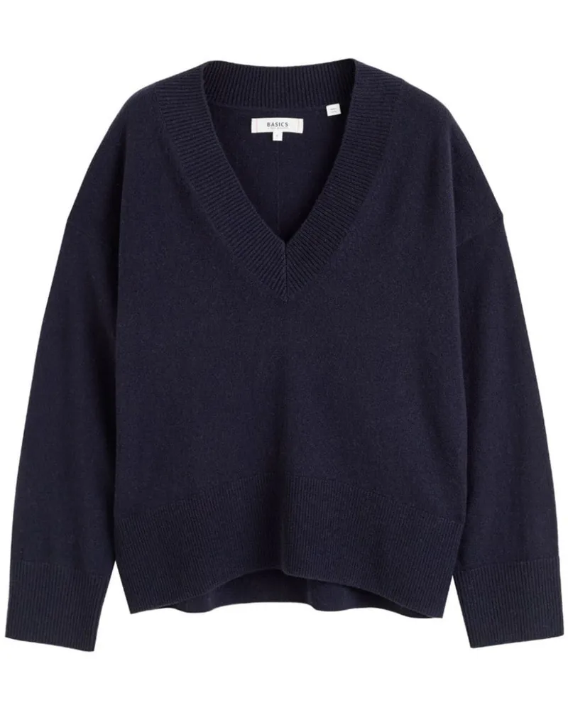 Chinti & Parker Gerippter Pullover mit V-Ausschnitt Blau