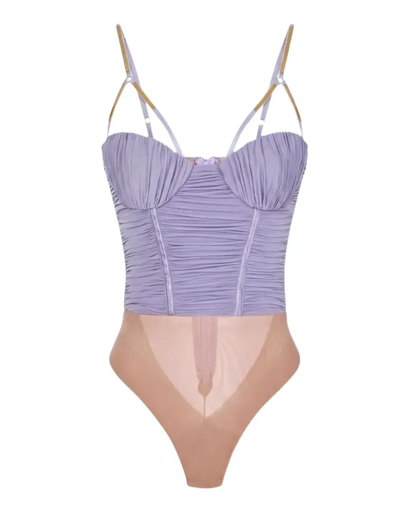 Elisabetta Franchi Geraffter Body - Violett Violett
