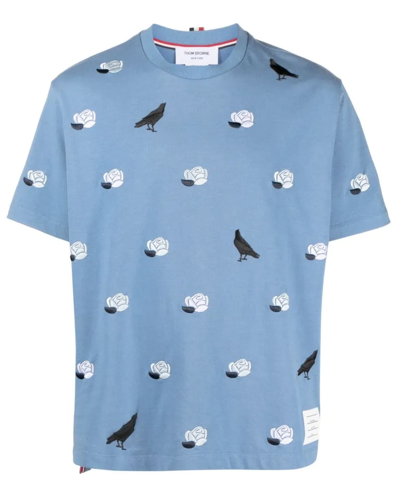 Thom Browne Rose & Raven T-Shirt Blau