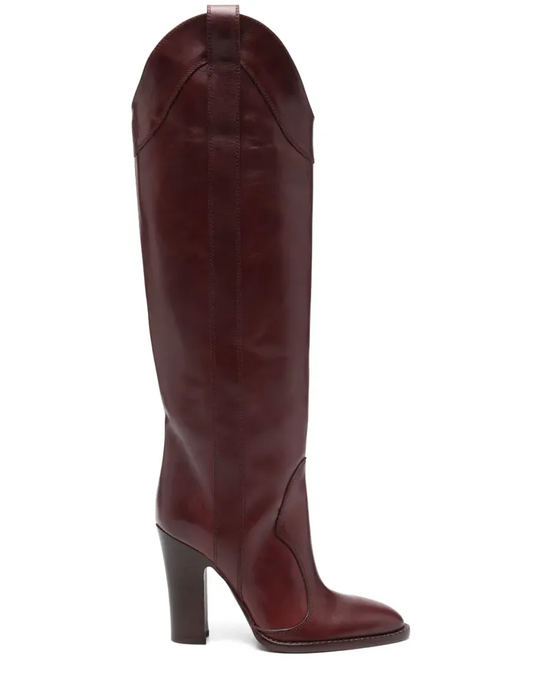 Paris Texas Spitze Stiefel mit Blockabsatz 105mm - Rot Rot
