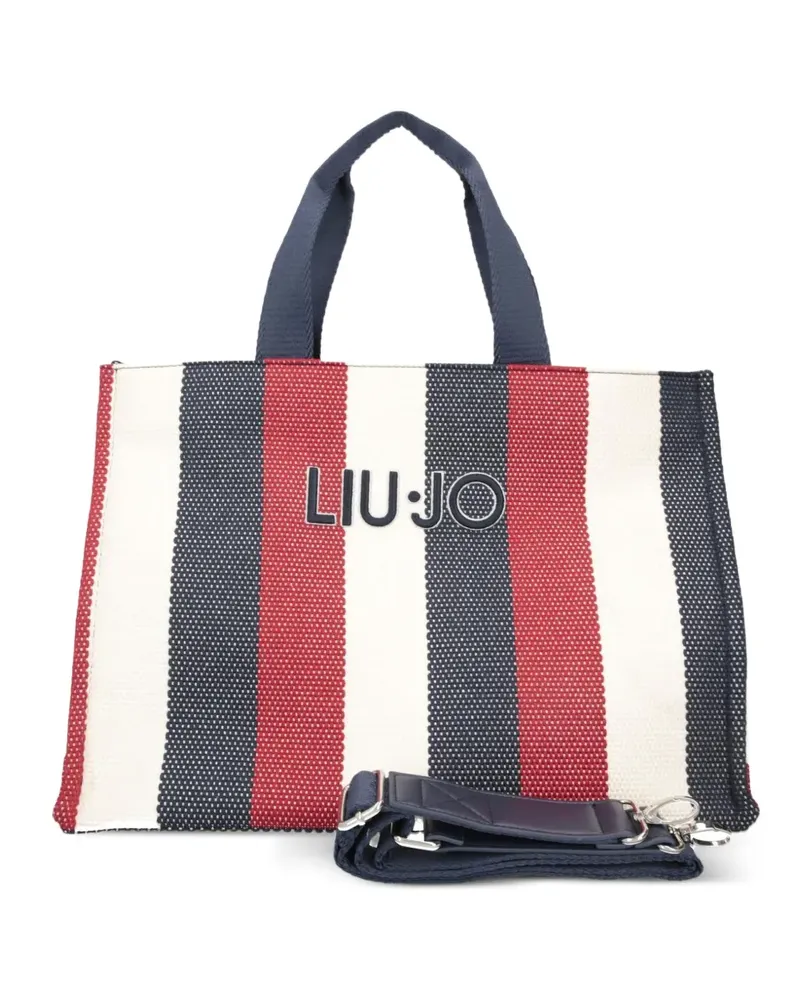 Liu Jo Gestreifter Shopper mit Logo-Patch - Blau Blau