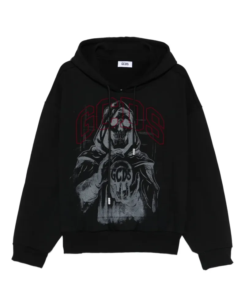GCDS Hoodie mit grafischem Print - Schwarz Schwarz