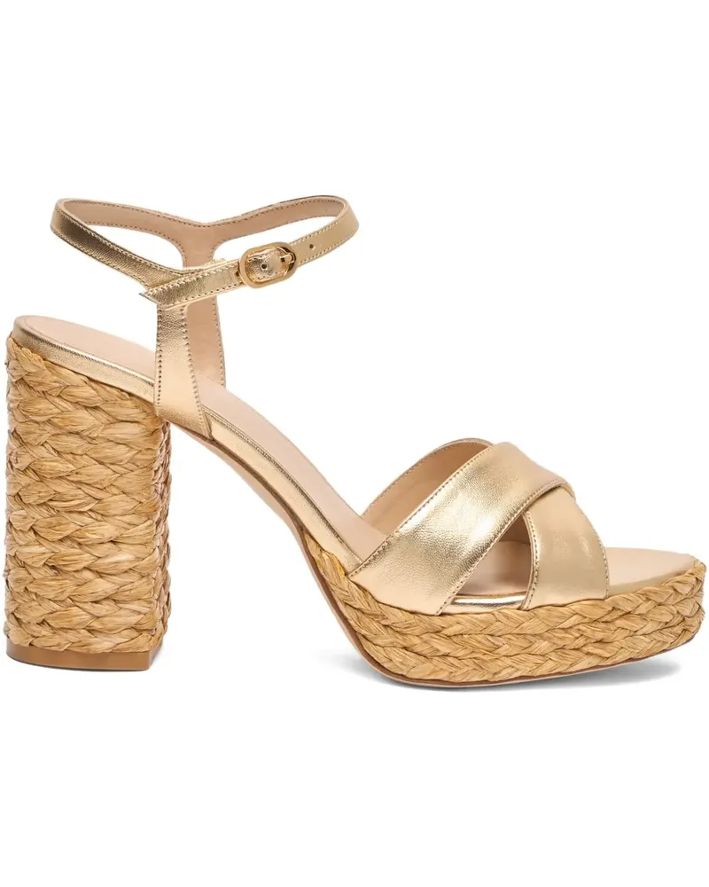 Stuart Weitzman Plateau-Espadrilles mit überkreuzten Riemen 110mm - Gold Gold