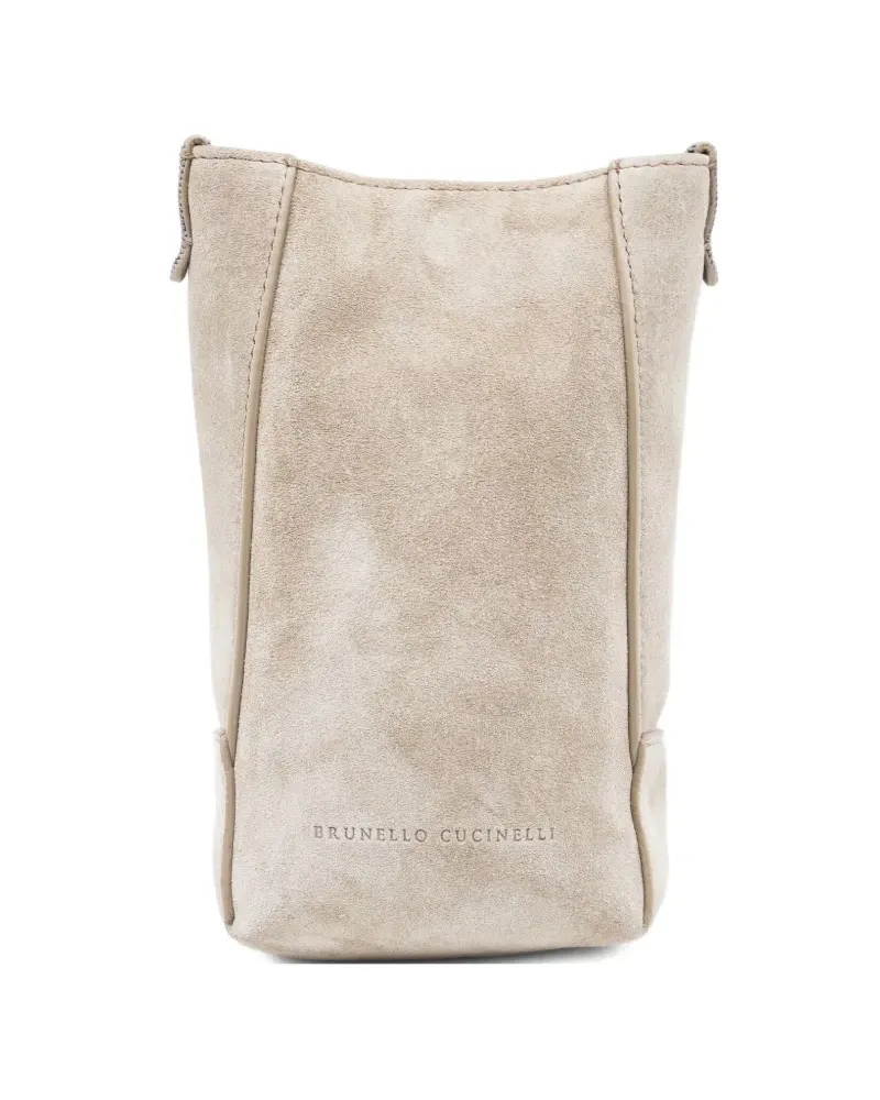 Brunello Cucinelli Schultertasche aus Wildleder - Nude Nude
