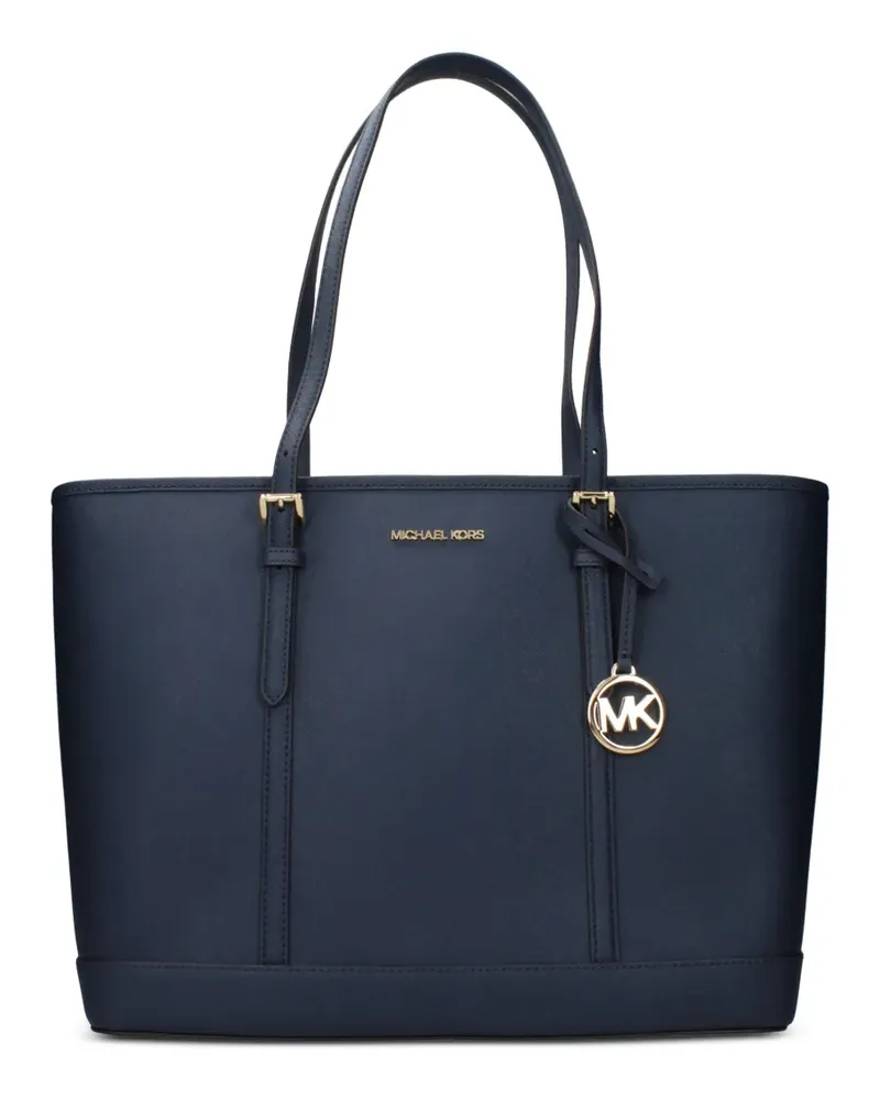 Michael Kors large Jet Set logo-plaque leather tote bag - Blau Blau