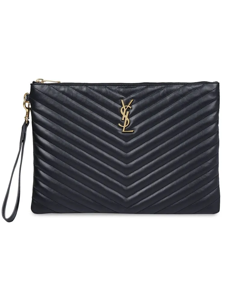 Saint Laurent Gesteppte Monogram Clutch - Schwarz Schwarz