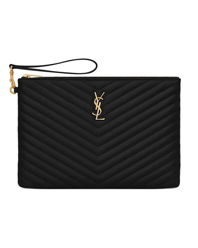 Saint Laurent Gesteppte Monogram Clutch - Schwarz Schwarz