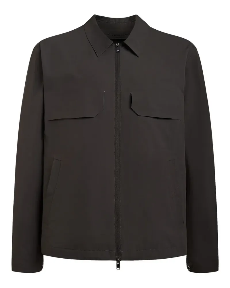12 STOREEZ zip tech-shell bomber jacket - Grau Grau