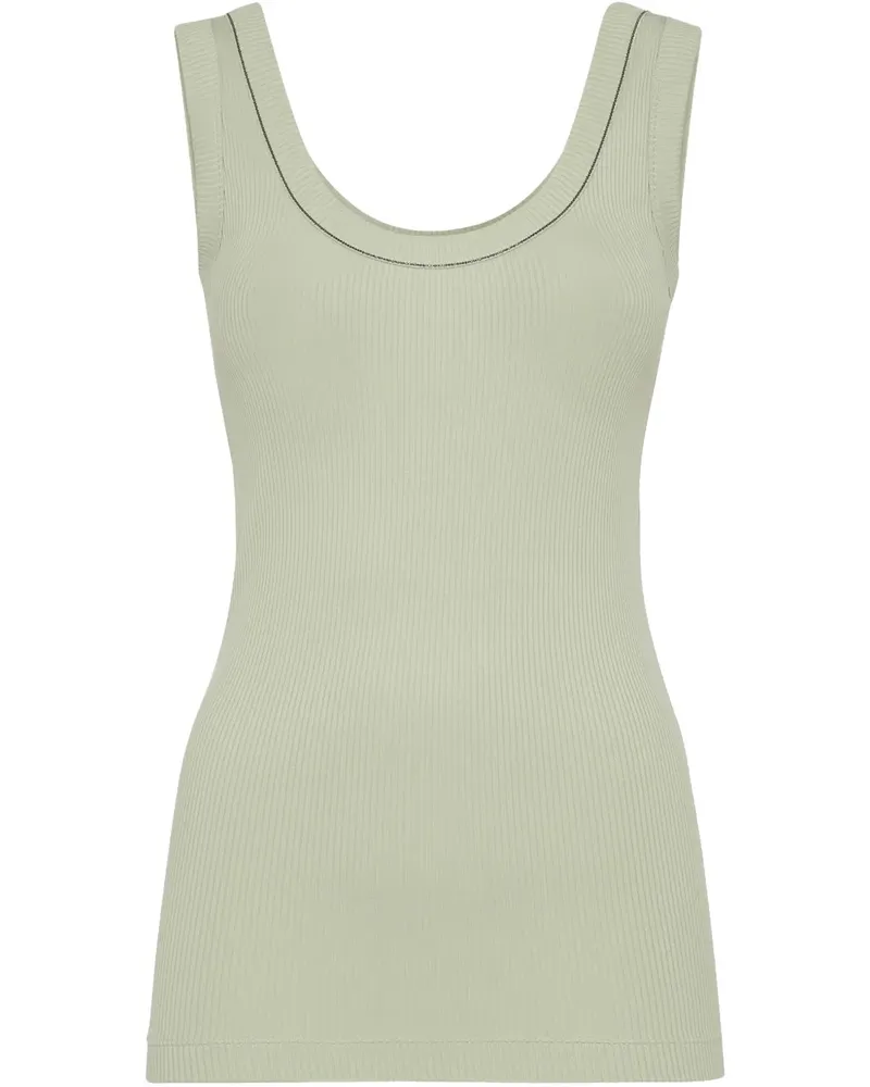 Brunello Cucinelli Geripptes Jersey-Tanktop - Grün Grün
