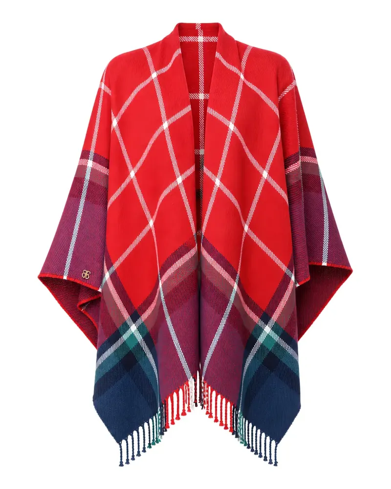 Benetton Cape mit Karomuster - Rot Rot
