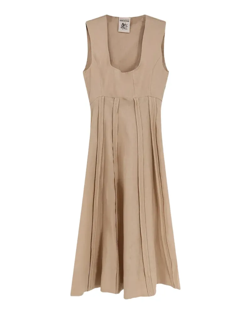Semicouture pleated sleeveless midi dress - Nude Nude