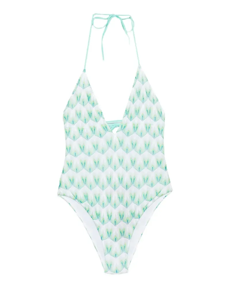 Missoni Gemusterter Badeanzug mit V-Ausschnitt - Weiß Weiß