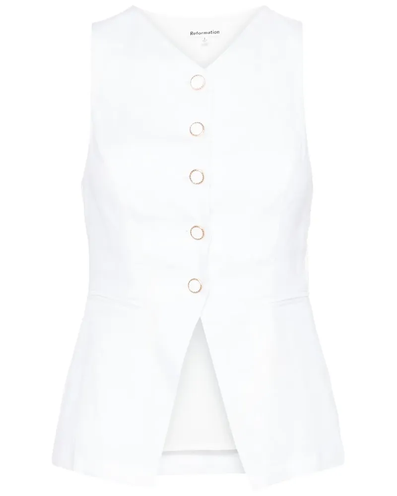 Reformation Aspen Leinenoberteil - Weiß Weiß