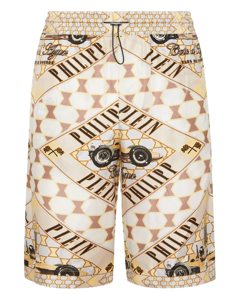 Philipp Plein Cool Kid Cut Seidenshorts mit Print - Nude Nude
