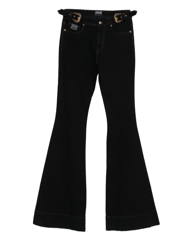 Versace Jeans Ausgestellte Hose mit Schnalle - Schwarz Schwarz