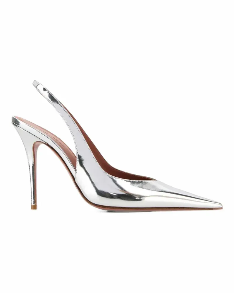 Amina Muaddi Anok metallic slingback pumps - Silber Silber