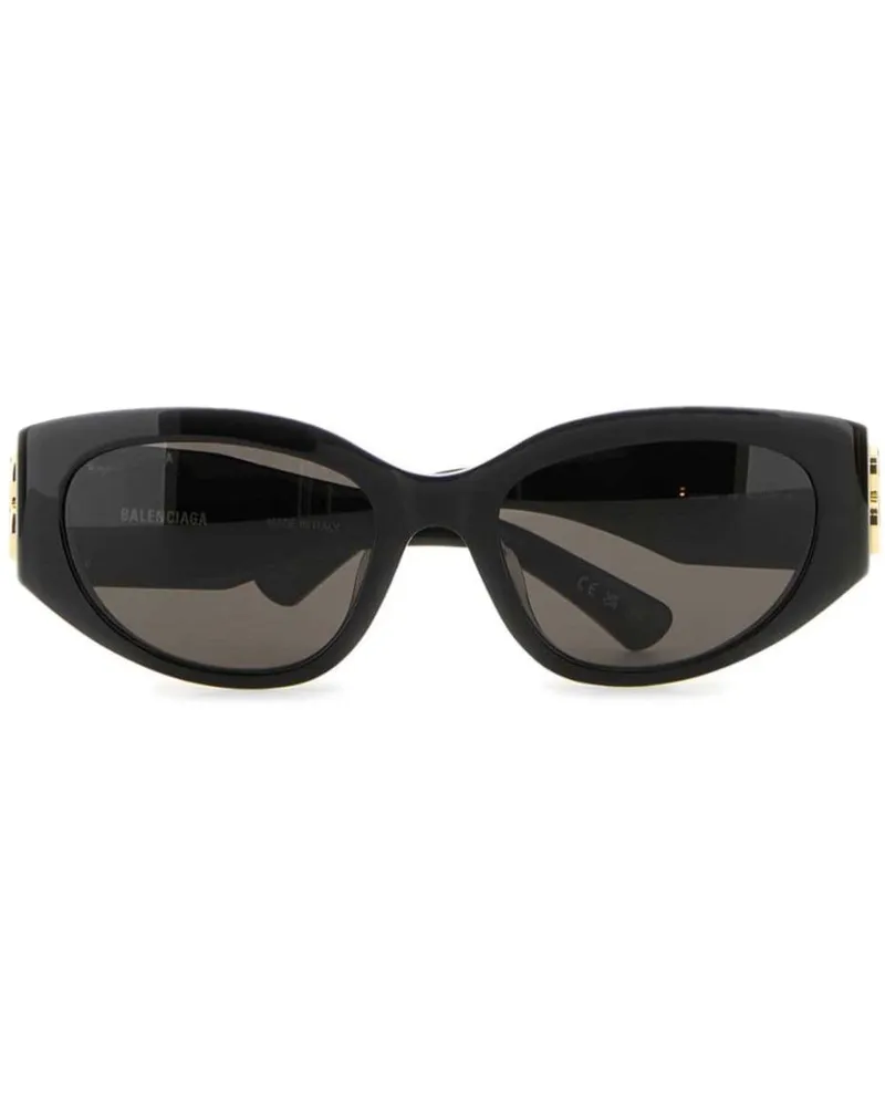 Balenciaga Cat-Eye-Sonnenbrille mit Logo-Schild - Schwarz Schwarz