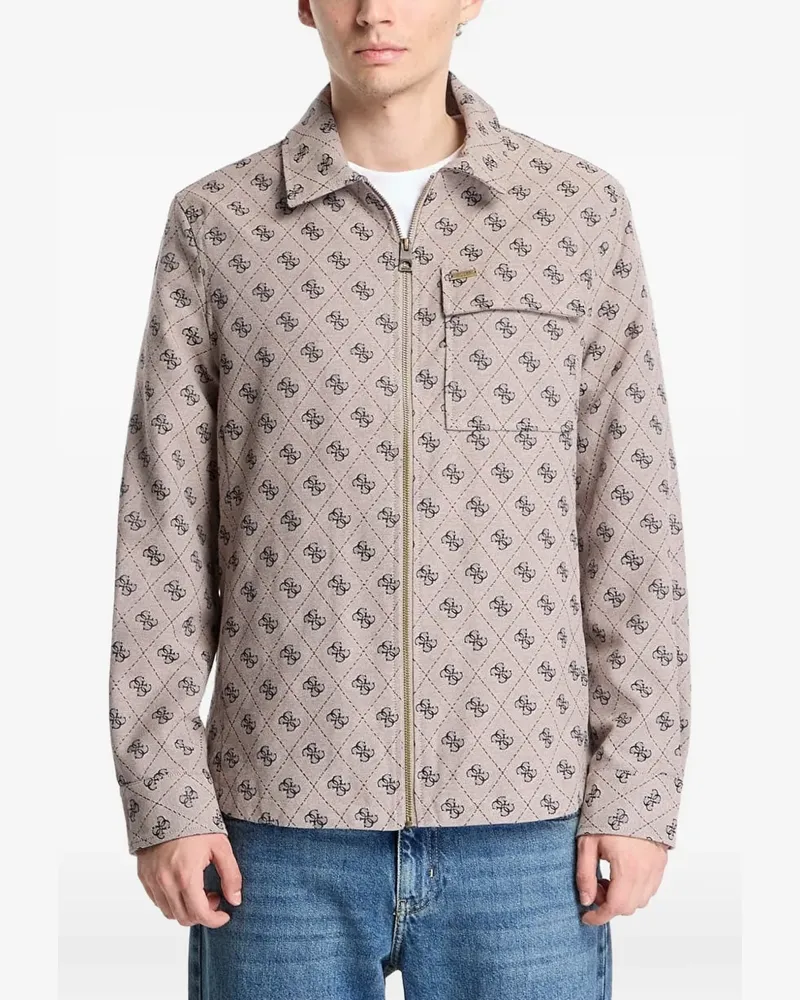 Guess logo-pattern shirt jacket - Nude Nude