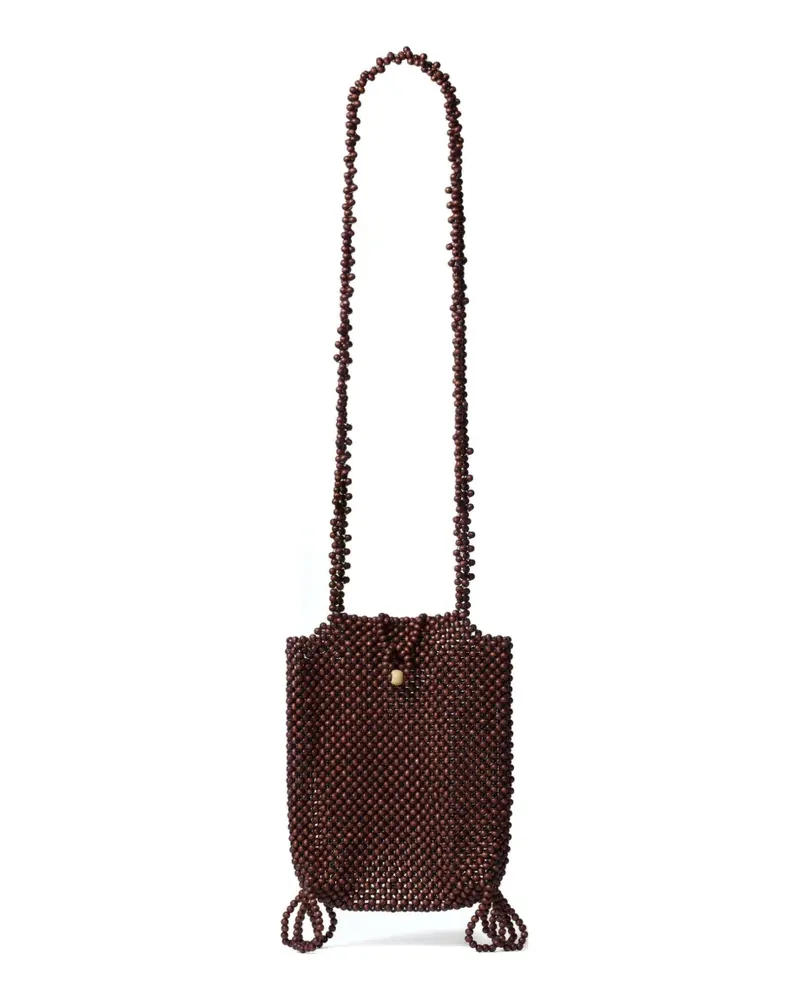 Christophe Lemaire Grigri Schultertasche mit Perlen - Braun Braun