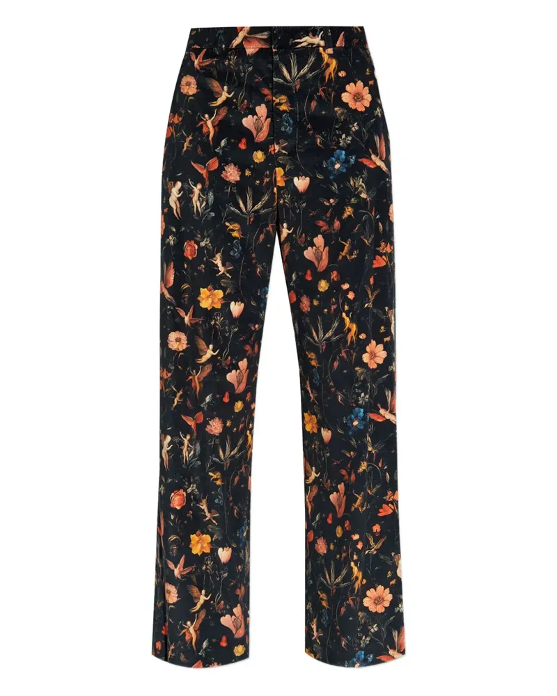 R13 floral velvet trousers - Schwarz Schwarz
