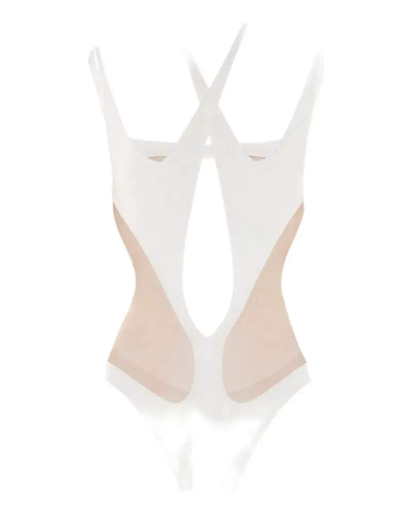 Thierry Mugler sheer panel bodysuit - Weiß Weiß