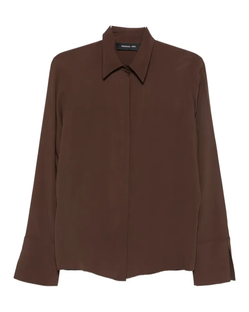 Federica Tosi pointed-collar buttoned shirt - Braun Braun