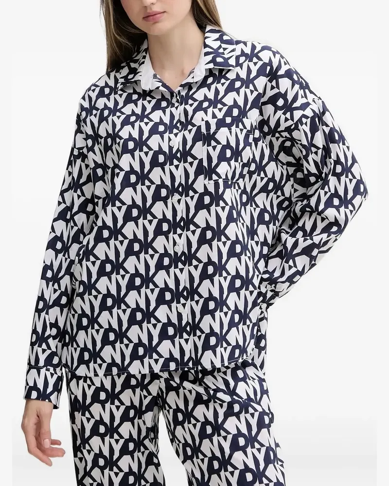DKNY Pyjama mit Logo-Print - Blau Blau