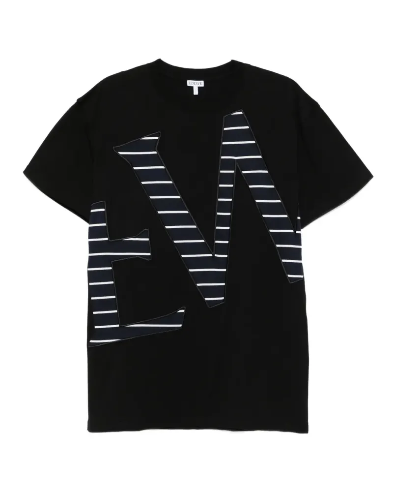 Loewe T-Shirt mit gestreiftem Logo - Schwarz Schwarz
