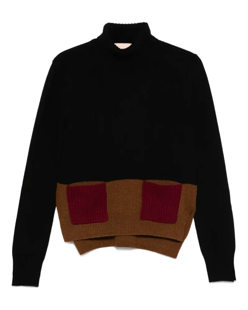 PLAN C Strickoberteil mit Rollkragen - Schwarz Schwarz