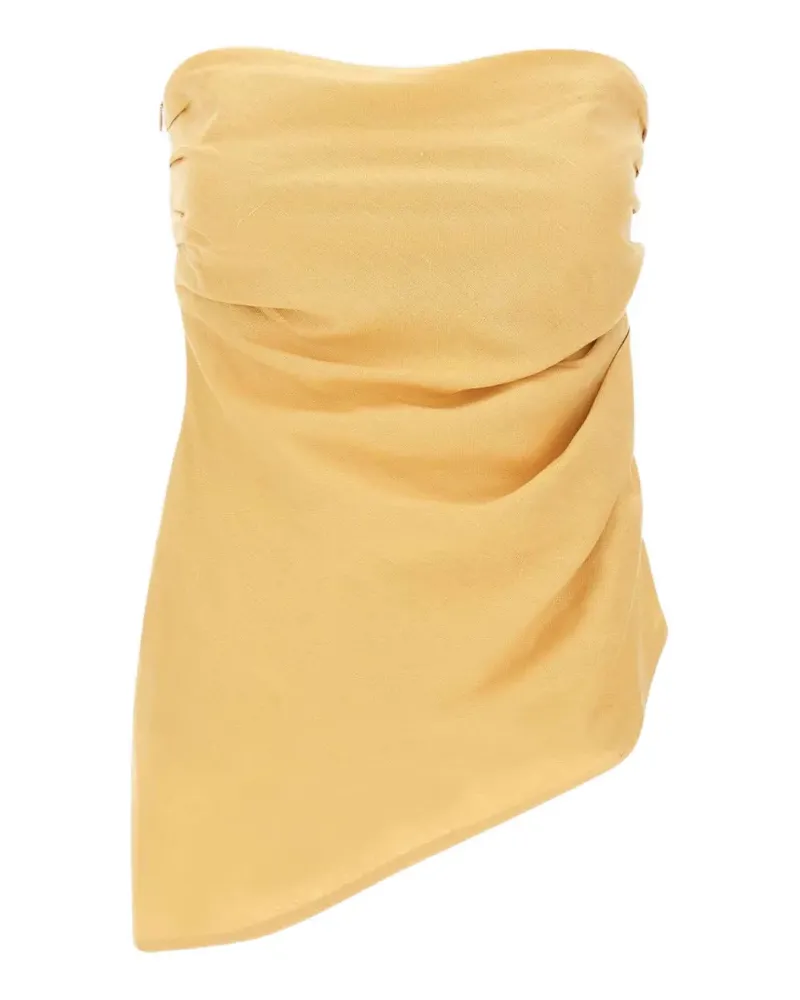 Faithfull The Brand Nera gathered asymmetric linen top - Gelb Gelb