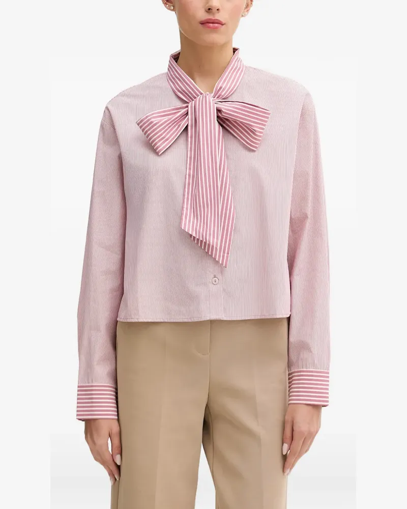Benetton Gestreiftes Hemd mit Schleifenkragen - Rosa Rosa
