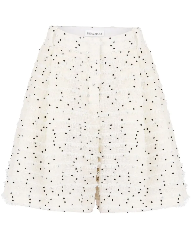Nina Ricci Tweed-Shorts mit Falten - Weiß Weiß